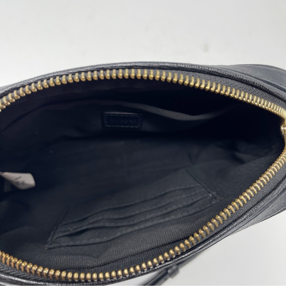 Furla Black Saffiano Leather Camera Crossbody Bag Chain Zipper Top 7x5.5 in - Picture 11 of 15